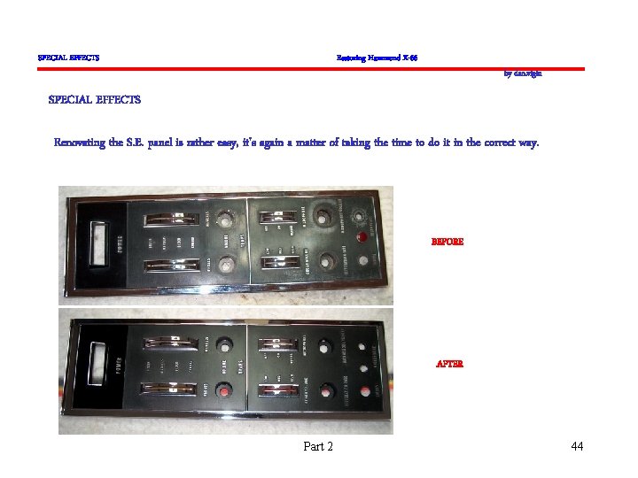 SPECIAL EFFECTS Restoring Hammond X-66 by dan. vigin SPECIAL EFFECTS Renovating the S. E.