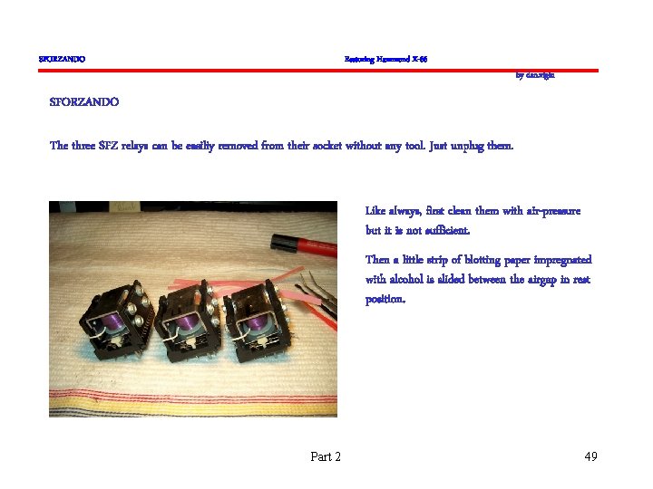 SFORZANDO Restoring Hammond X-66 by dan. vigin SFORZANDO The three SFZ relays can be SFORZANDO Restoring Hammond X-66 by dan. vigin SFORZANDO The three SFZ relays can be