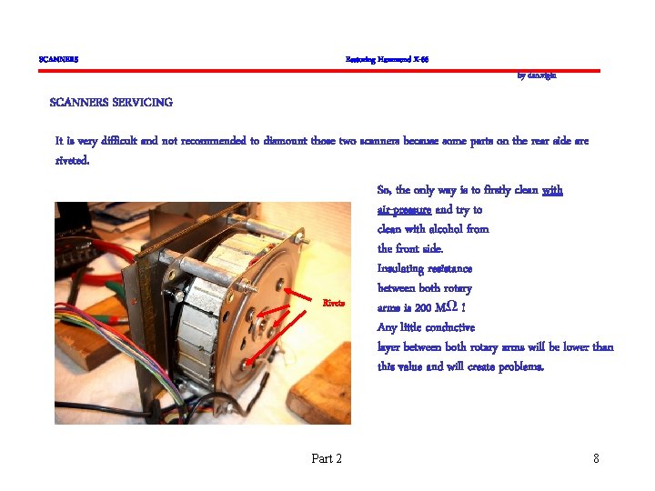 SCANNERS Restoring Hammond X-66 by dan. vigin SCANNERS SERVICING It is very difficult and