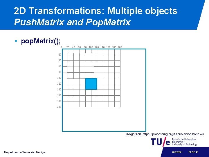 2 D Transformations: Multiple objects Push. Matrix and Pop. Matrix • pop. Matrix(); Image