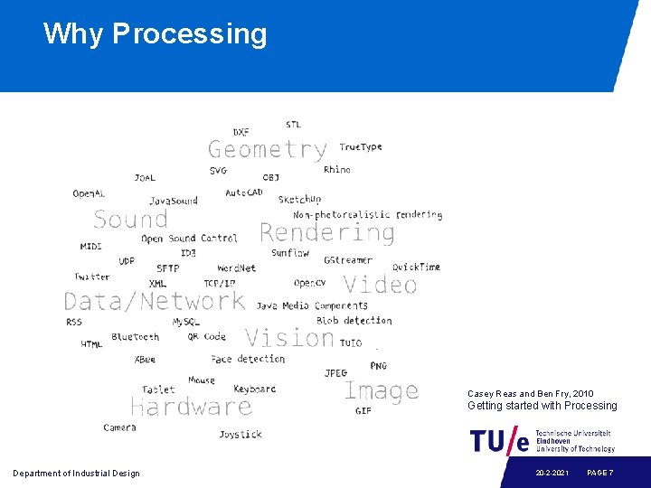 Why Processing Casey Reas and Ben Fry, 2010 Getting started with Processing Department of