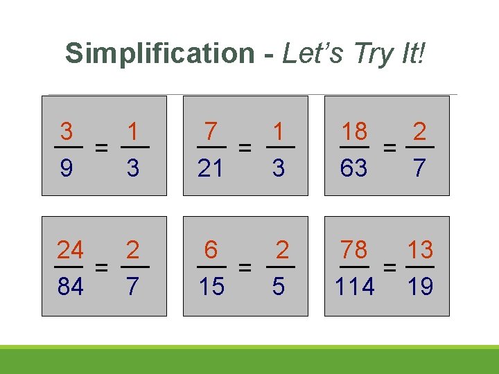 Simplification - Let’s Try It! 3 1 = 9 3 7 1 = 21