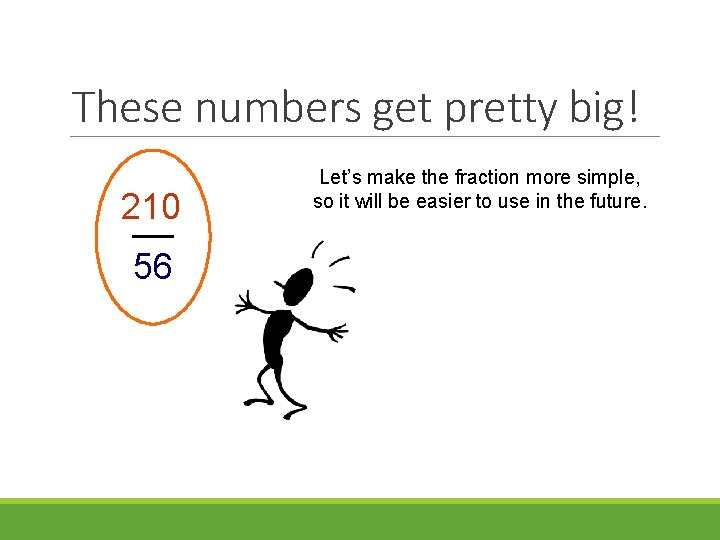 These numbers get pretty big! 210 56 Let’s make the fraction more simple, so