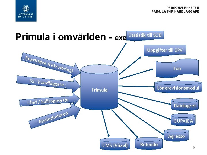  PERSONALENHETEN PRIMULA FÖR HANDLÄGGARE Statistik till SCB Primula i omvärlden - exempel Uppgifter