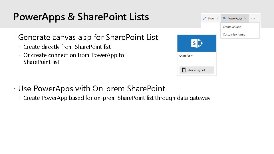 Power. Apps & Share. Point Lists Generate canvas app for Share. Point List Create