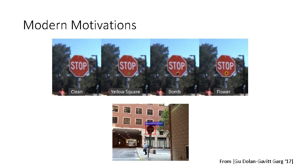 Modern Motivations From [Gu Dolan-Gavitt Garg ‘ 17] 