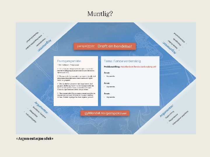 Muntlig? «Argumentasjonsduk» 