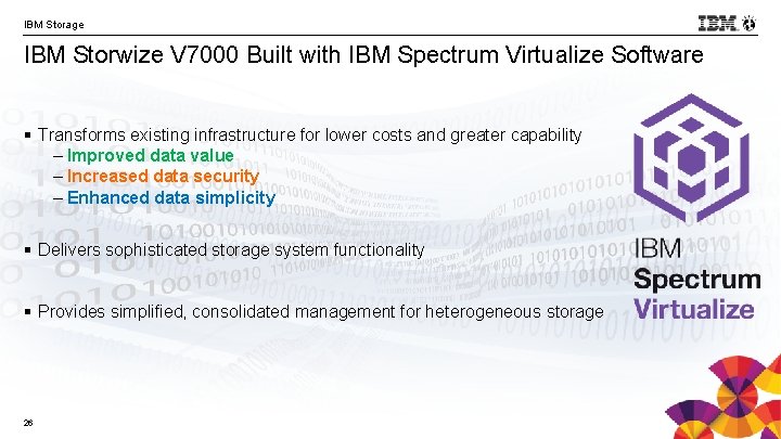 IBM Storage IBM Storwize V 7000 Built with IBM Spectrum Virtualize Software § Transforms