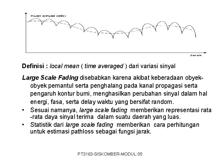Definisi : local mean ( time averaged ) dari variasi sinyal Large Scale Fading