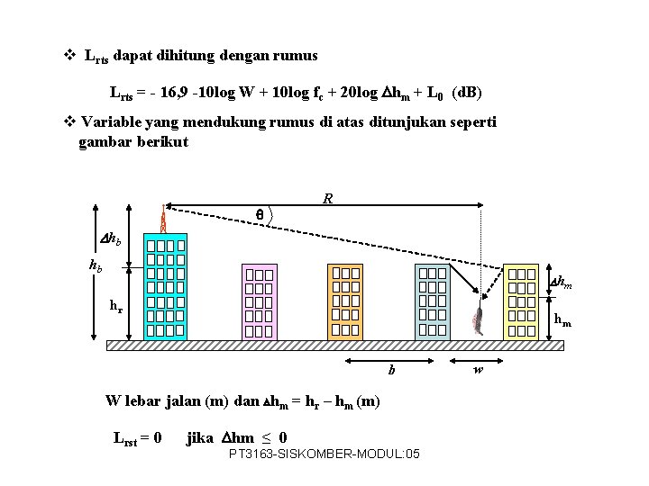 v Lrts dapat dihitung dengan rumus Lrts = - 16, 9 -10 log W