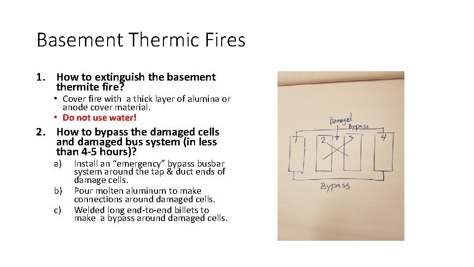 Basement Thermic Fires 1. How to extinguish the basement thermite fire? • Cover fire