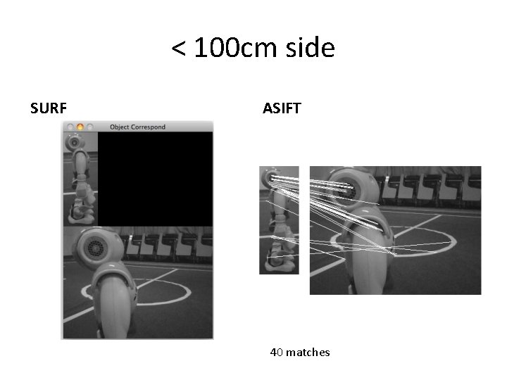 < 100 cm side SURF ASIFT 40 matches 