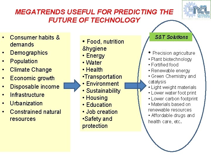 MEGATRENDS USEFUL FOR PREDICTING THE FUTURE OF TECHNOLOGY • Consumer habits & demands •