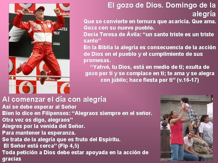 El gozo de Dios. Domingo de la alegría Que se convierte en ternura que