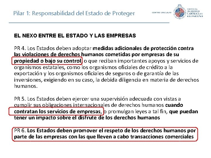Pilar 1: Responsabilidad del Estado de Proteger EL NEXO ENTRE EL ESTADO Y LAS