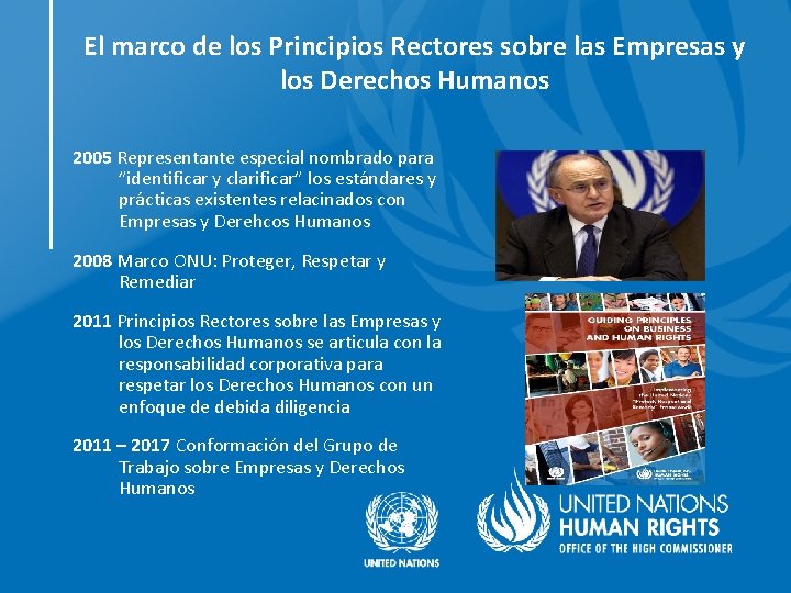 El marco de los Principios Rectores sobre las Empresas y los Derechos Humanos 2005