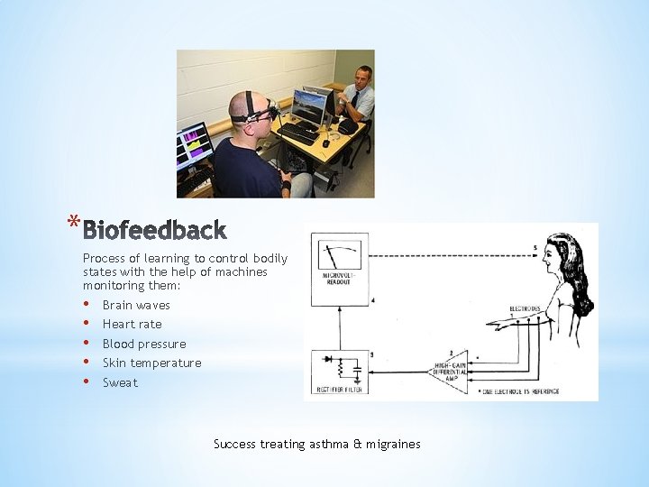 * Process of learning to control bodily states with the help of machines monitoring