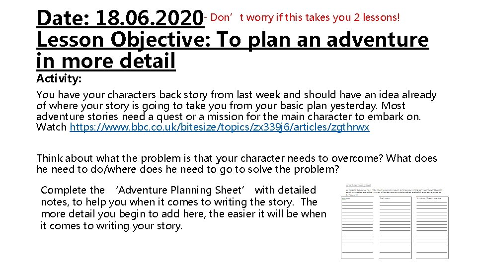 Date: 18. 06. 2020 - Don’t worry if this takes you 2 lessons! Lesson