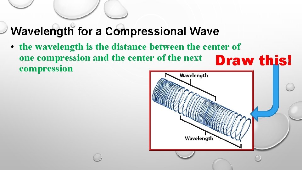 Wavelength for a Compressional Wave • the wavelength is the distance between the center