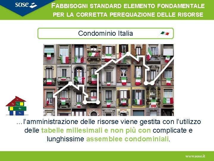FABBISOGNI STANDARD ELEMENTO FONDAMENTALE PER LA CORRETTA PEREQUAZIONE DELLE RISORSE Condominio Italia …l’amministrazione delle