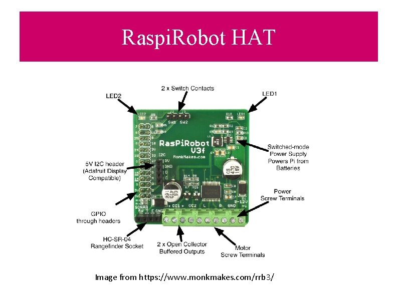 Raspi. Robot HAT Image from https: //www. monkmakes. com/rrb 3/ 