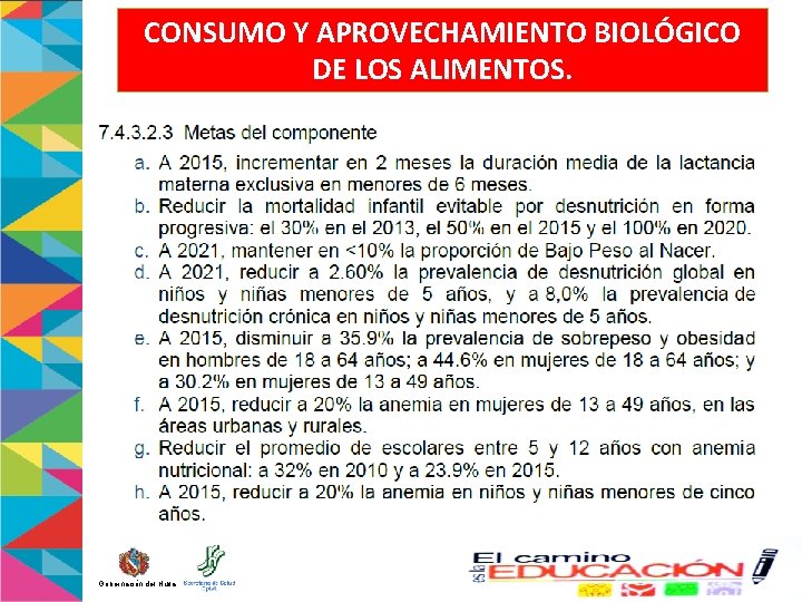 CONSUMO Y APROVECHAMIENTO BIOLÓGICO DE LOS ALIMENTOS. . Gobernación del Huila 