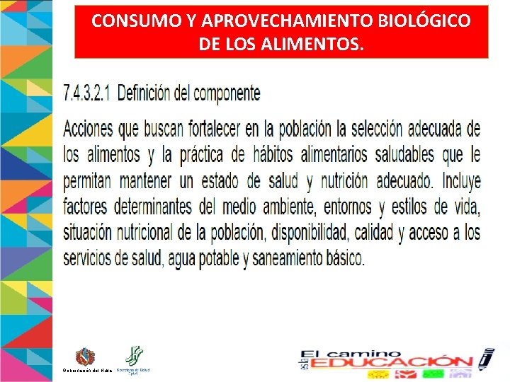 CONSUMO Y APROVECHAMIENTO BIOLÓGICO DE LOS ALIMENTOS. . Gobernación del Huila 