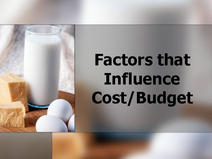 Factors that Influence Cost/Budget 