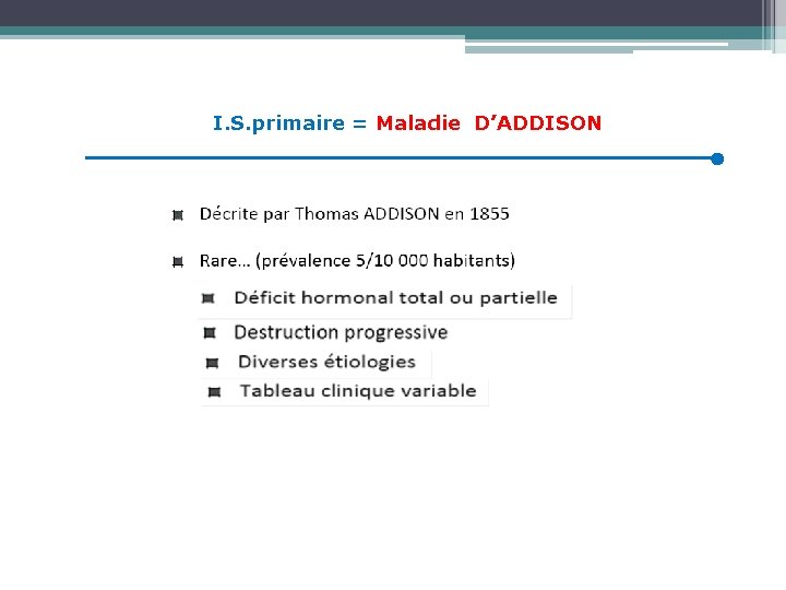 I. S. primaire = Maladie D’ADDISON 