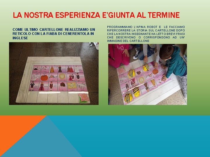 LA NOSTRA ESPERIENZA E’GIUNTA AL TERMINE COME ULTIMO CARTELLONE REALIZZIAMO UN RETICOLO CON LA