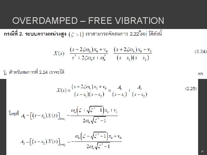 OVERDAMPED – FREE VIBRATION 22 