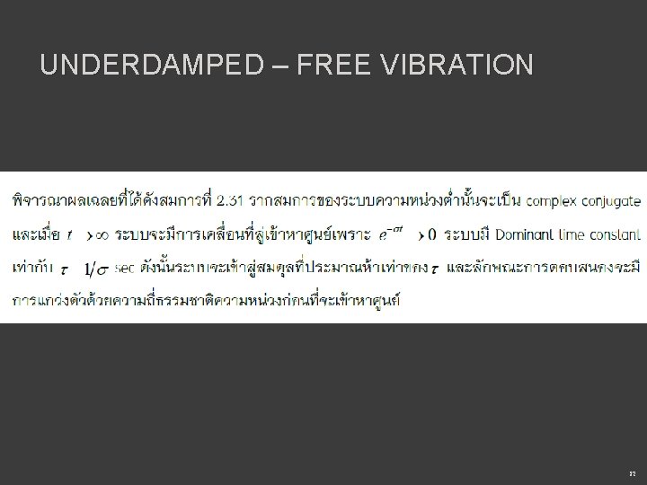 UNDERDAMPED – FREE VIBRATION 27 