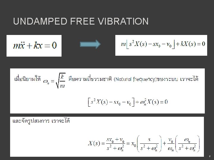 UNDAMPED FREE VIBRATION 8 