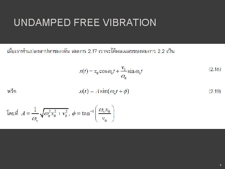 UNDAMPED FREE VIBRATION 9 