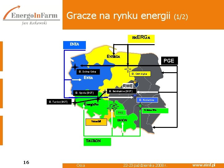 Gracze na rynku energii (1/2) ENERGA PGE El. Dolna Odra El. Ostrołęka ENEA RWE