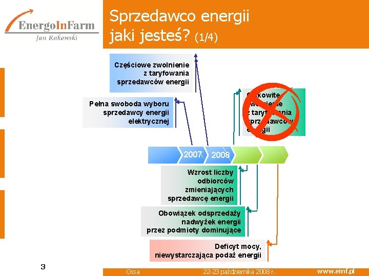 Sprzedawco energii jaki jesteś? (1/4) Częściowe zwolnienie z taryfowania sprzedawców energii Całkowite zwolnienie z