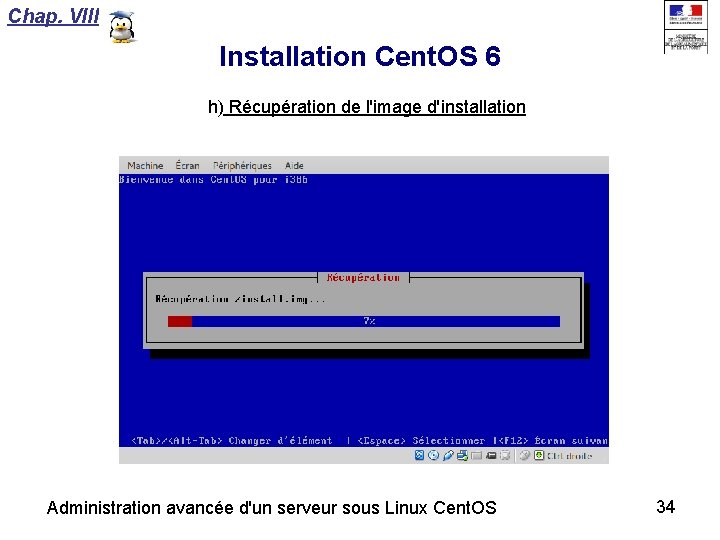 Chap. VIII Installation Cent. OS 6 h) Récupération de l'image d'installation Administration avancée d'un
