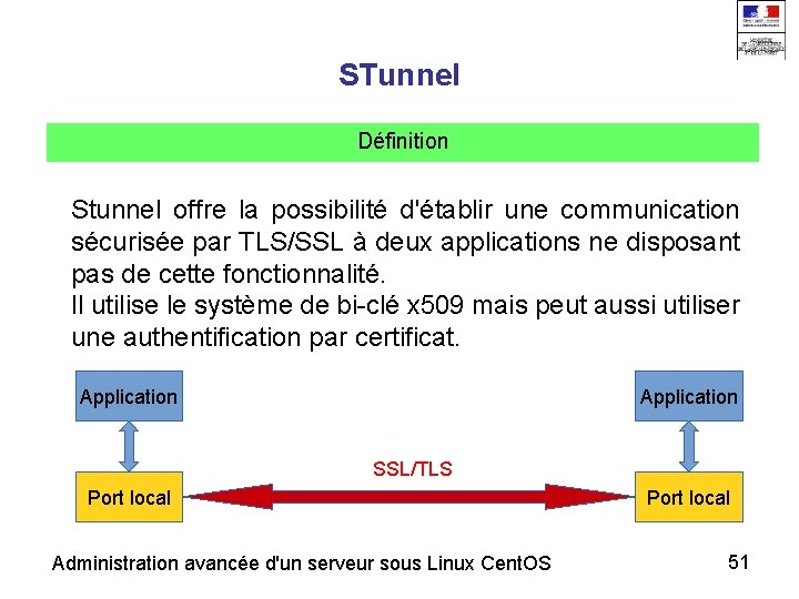 STunnel Définition Stunnel offre la possibilité d'établir une communication sécurisée par TLS/SSL à deux