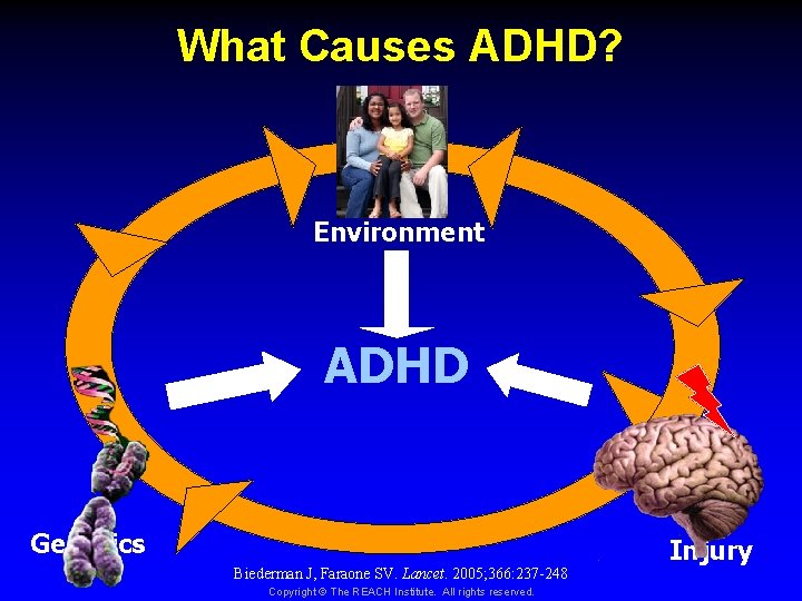 What Causes ADHD? Environment ADHD Genetics Biederman J, Faraone SV. Lancet. 2005; 366: 237