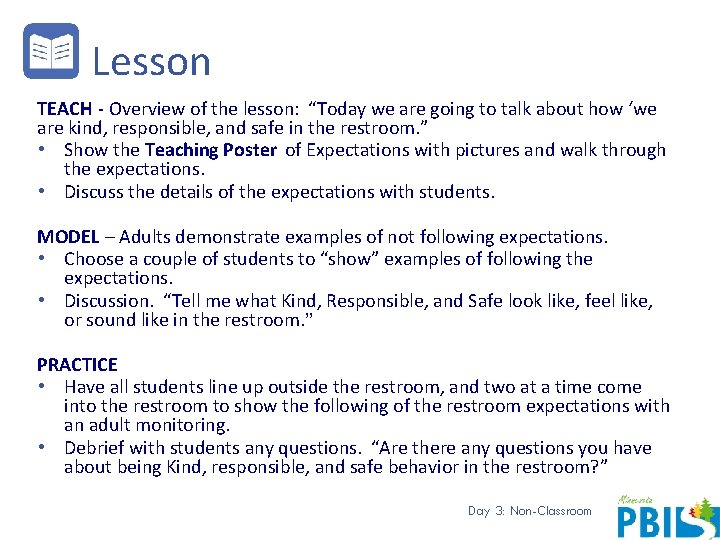 Lesson TEACH - Overview of the lesson: “Today we are going to talk about