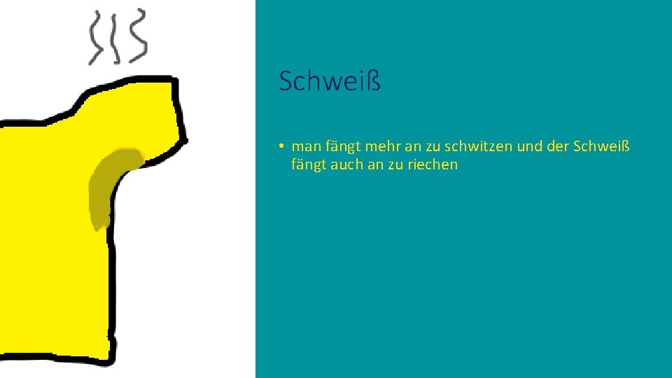 Schweiß • man fängt mehr an zu schwitzen und der Schweiß fängt auch an