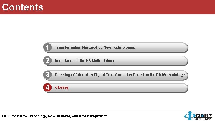 Contents 1 Transformation Nurtured by New Technologies 2 Importance of the EA Methodology 3