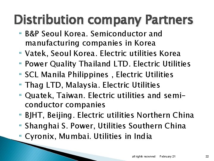 Distribution company Partners B&P Seoul Korea. Semiconductor and manufacturing companies in Korea Vatek, Seoul