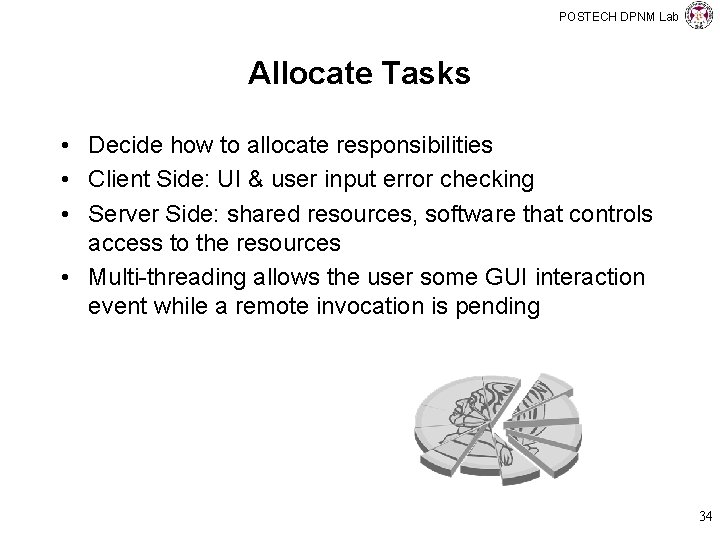 POSTECH DPNM Lab Allocate Tasks • Decide how to allocate responsibilities • Client Side: