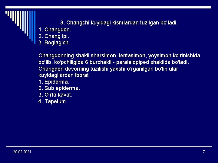 3. Changchi kuyidagi kismlardan tuzilgan bo'ladi. 1. Changdon. 2. Chang ipi. 3. Boglagich. Changdonning