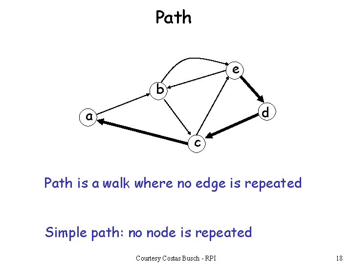 Path e b d a c Path is a walk where no edge is
