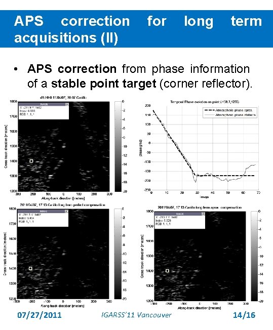 APS correction acquisitions (II) for long term • APS correction from phase information of