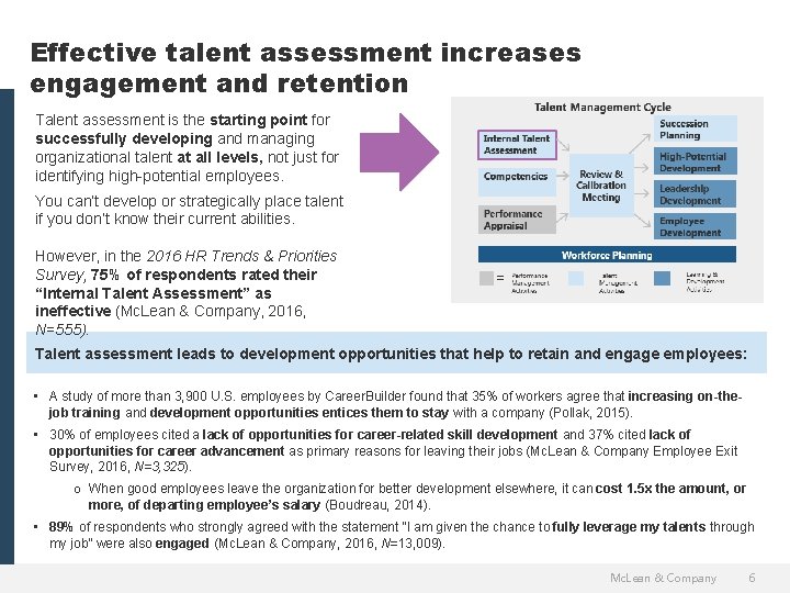 Effective talent assessment increases engagement and retention Talent assessment is the starting point for