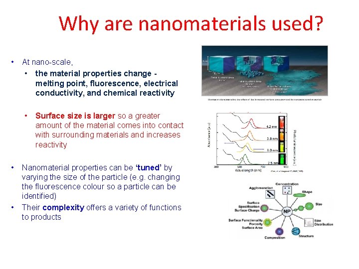 Why are nanomaterials used? • At nano-scale, • the material properties change - melting