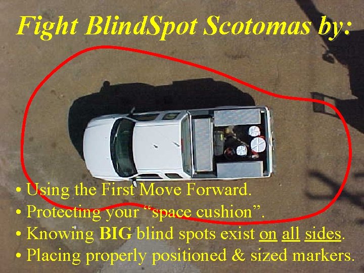 Fight Blind. Spot Scotomas by: • Using the First Move Forward. • Protecting your